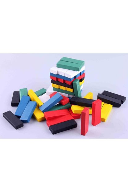 Mucizeoyuncaklar Ahsap Renkli Jenga Denge Oyunu Trendyol