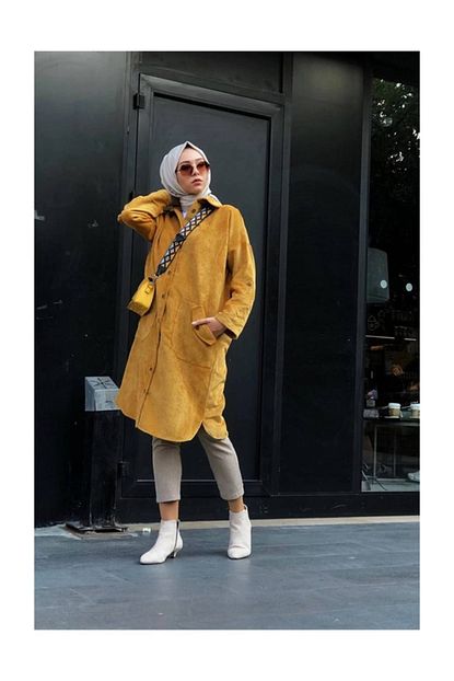 Melike Tatar Kadin Hardal Fitilli Cepli Kap 1704 Trendyol
