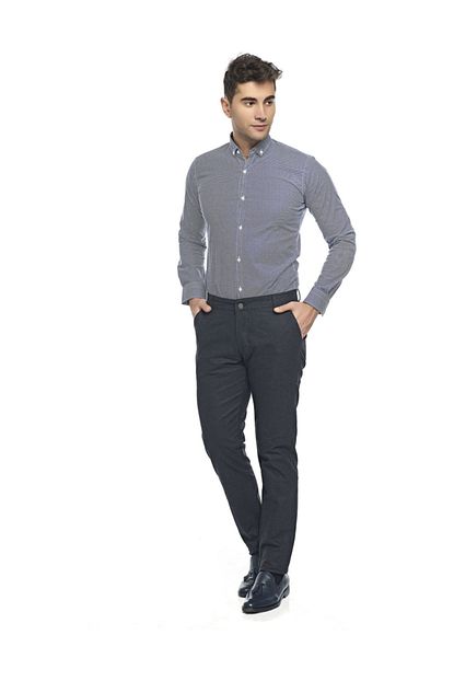 Daniel Voi Erkek Mavi Slim Fit Armurlu Pantolon Trendyol