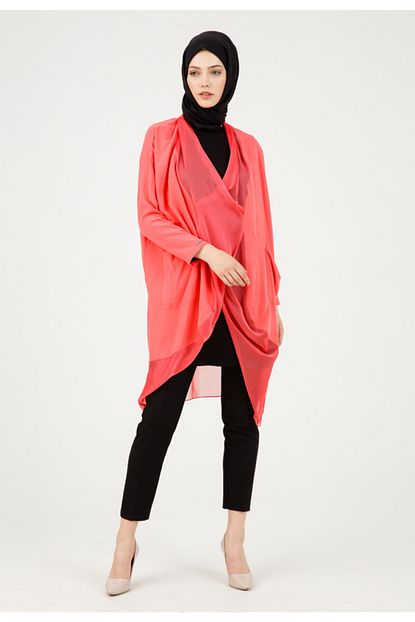 Setrms Kadin Mercan Sifon Detayli Cepli Tunik Trendyol