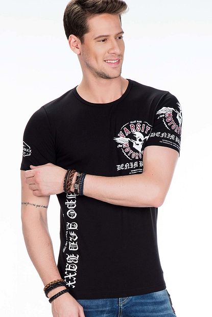 Cipo Baxx Ct375 Kurukafa Baskili Tasli Slim Fit Erkek Tisort Trendyol