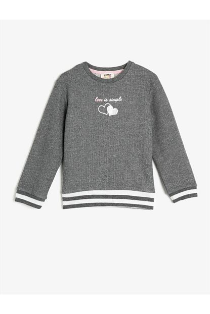 Koton Kiz Cocuk Gri Uzun Kollu Bisiklet Yaka Sweatshirt Trendyol