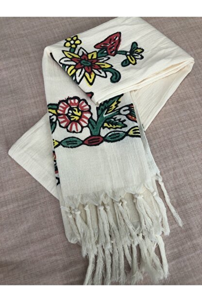 El Emegi Kadin Krem Tokat Tas Baski Sal Fular Trendyol