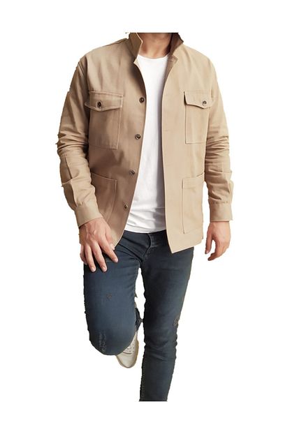 Cengo Clothing Erkek Bej Cepli Gabardin Ceket Trendyol