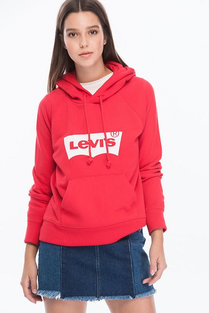 Levi S Kadin Kirmizi Kapusonlu Sweatshirt Trendyol