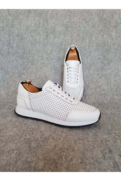 Garaj Man Erkek Beyaz Hakiki Deri Hava Alan Sneakers Trendyol