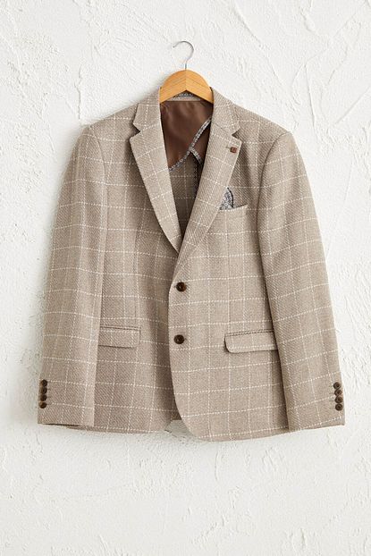 Lc Waikiki Erkek Bej Ekoseli Blazer Ceket 0w2161z8 Trendyol