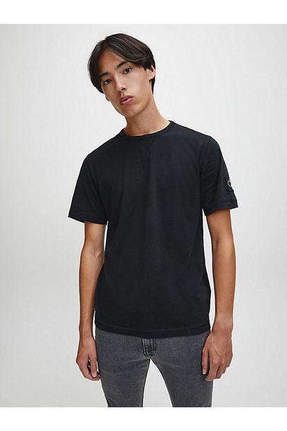 Calvin Klein Siyah Erkek Kol Detayli Rahat Kesim T Shirt Trendyol