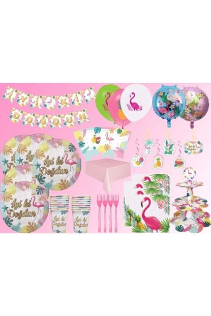 Askin Parti Evi Flamingo Dogum Gunu Parti Buyuk Paket 16 Kisilik Trendyol