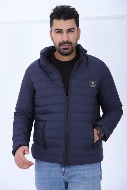 Kombinal 79 99 Erkek Lacivert Cep Detayli Fermuarli Dik Yaka Sisme Mont Trendyol
