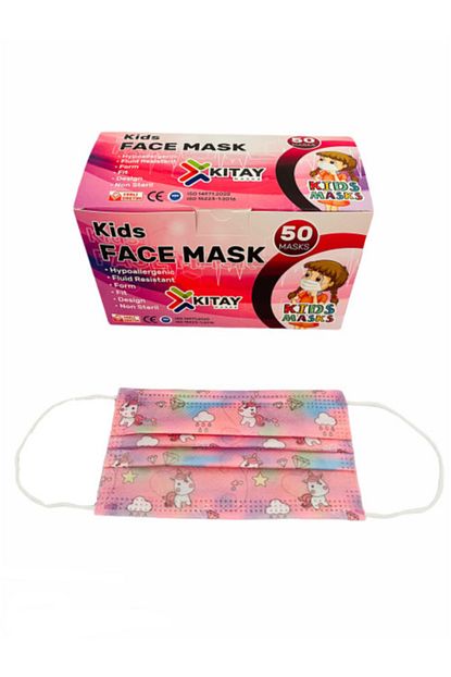 kitay mask 3 katli unicorn desenli tek kullanimlik 50 adet telli cerrahi cocuk kids maskesi fiyati yorumlari trendyol