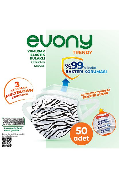evony elastik kulakli trendy desenli maske 50 adet 000000002000011173 fiyati yorumlari trendyol