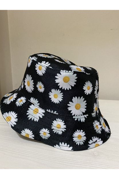 siyah papatya desenli bucket