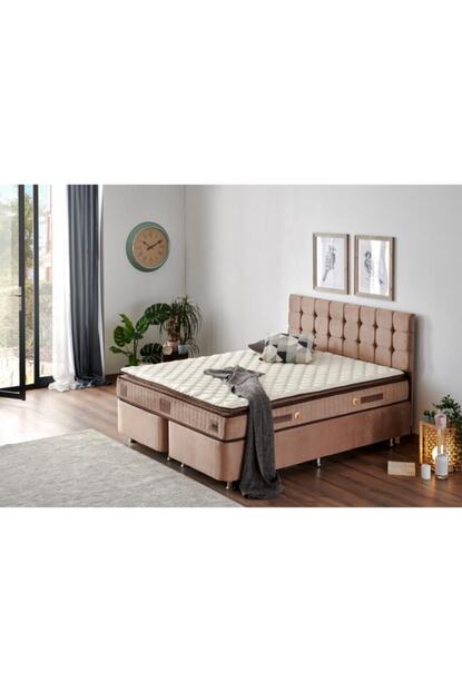 niron yatak w cotton 180x200 cm cift kisilik pedli yatak baza baslik takimi kumas baza baslik ve yatak seti fiyati yorumlari trendyol