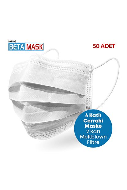 beyaz uts kayitli 4 katli meltblown filtre cerrahi maske 50 adet