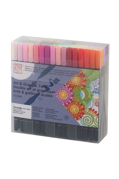 zig art graphic twin brush pen cift