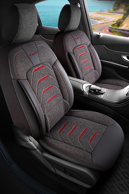 deluxe boss terletmez ozel keten bodrum serisi oto koltuk kilifi kirmizi nakisli fiyati yorumlari trendyol
