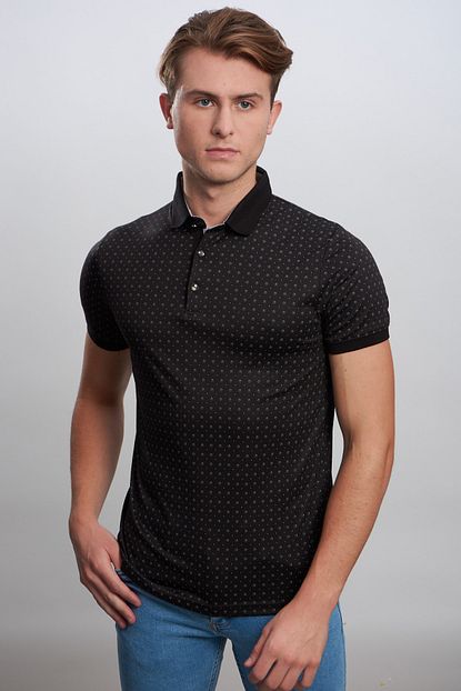 Liwali Erkek Siyah Puantiyeli Polo Yaka T Shirt Trendyol