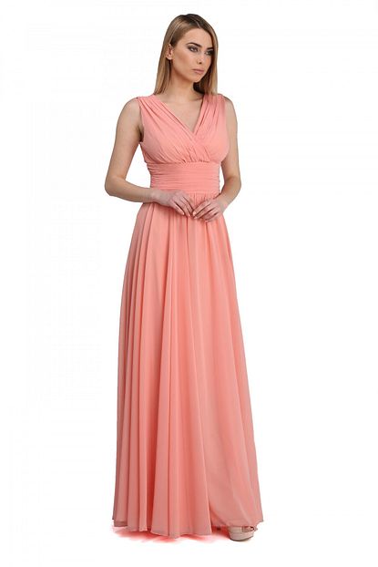 Pierre Cardin Somon Sifon V Yaka Uzun Abiye Elbise Trendyol