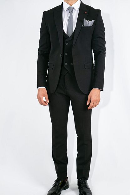 Suitmen Erkek Siyah Super Slim Fit Yelekli Takim Elbise Trendyol