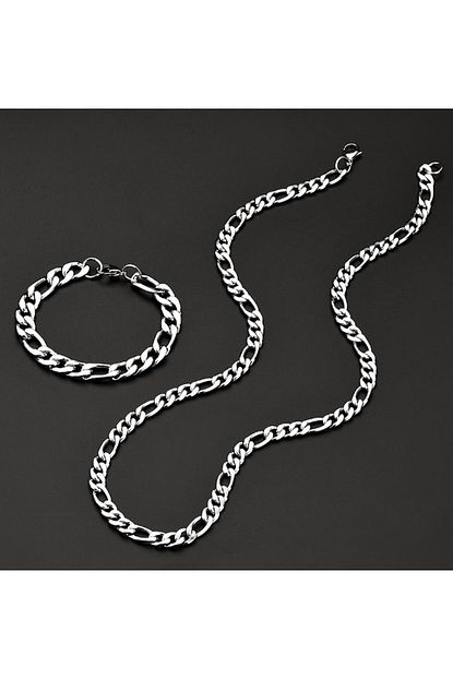X Lady Accessories Celik Erkek Bileklik Ve Kolye Zincir Set Gumus Kaplama Trendyol