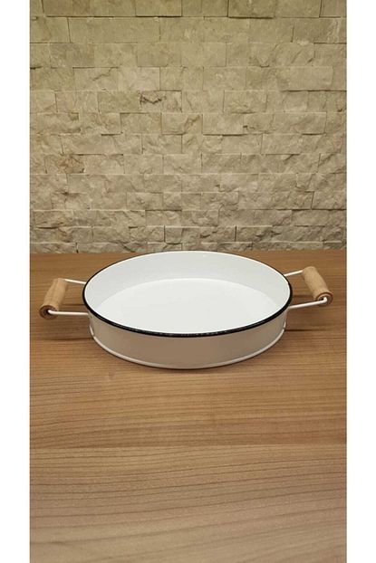kosem metal oval beyaz ahsap kulplu tepsi fiyati yorumlari trendyol