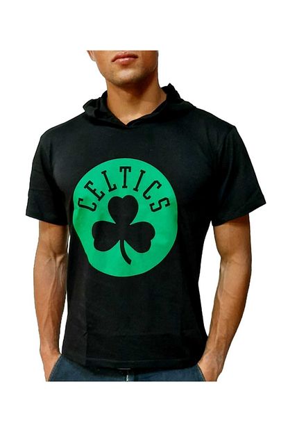 One Look Erkek Siyah Nba Boston Celtics Kapsonlu Tshirt Trendyol