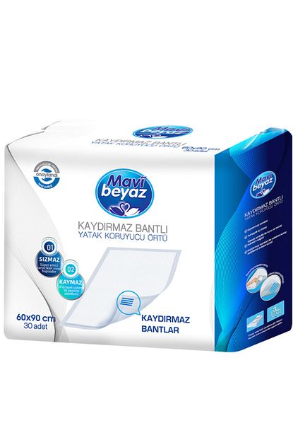 Mavi Beyaz Kaydirmaz Bantli 60 90 Cm 1 Paket 30 Lu Yatak Koruyucu Ortu Trendyol