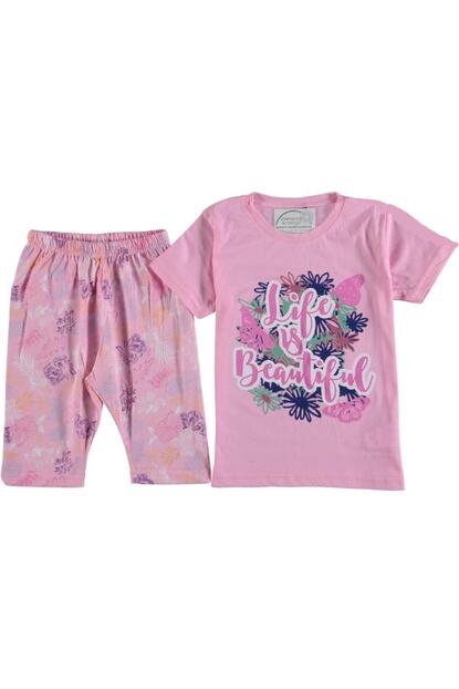 Vitmo Baby Vitmo Life Is Beatiful Yazili Kiz Kapri Pijama Takimi 1 15 Yas Pembe Trendyol