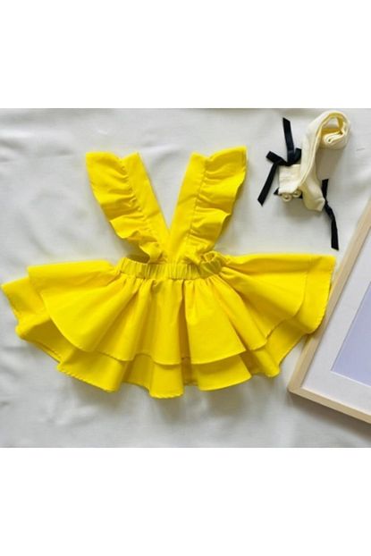 Atelier Des Reves Kiz Cocuk Sari Askili Cift Kat Klos Etek Trendyol