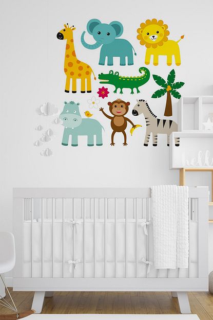 Tugibu Hayvanlar Temali Bebek Duvar Dolap Sticker Seti Trendyol
