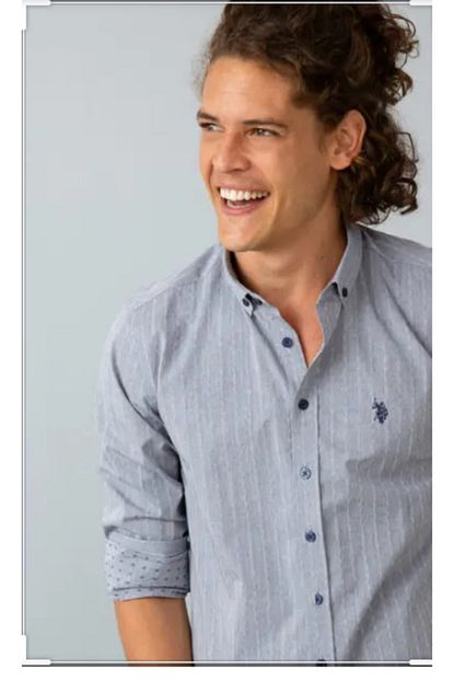 U S Polo Assn Erkek Koyu Fume Lacivert U S Polo Erkek Slimfit Gomlek 608307 Trendyol