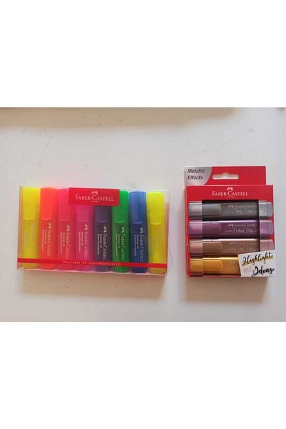 Faber Castell Faber Castell 1546 Pastel Fosforlu Kalem 8 Li Ve 1546 Metalik Renkler Fosforlu Kalem 4 Lu Toplam 12 Trendyol