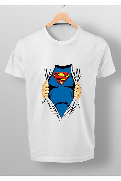 By Okat Erkek Beyaz 3d Super Kahraman Baskili T Shirt Trendyol
