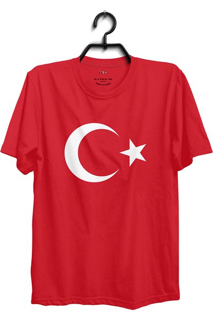 Tshirtbaskihane Kirmizi Bisiklet Yaka Unisex Tisort Ay Yildiz Trendyol