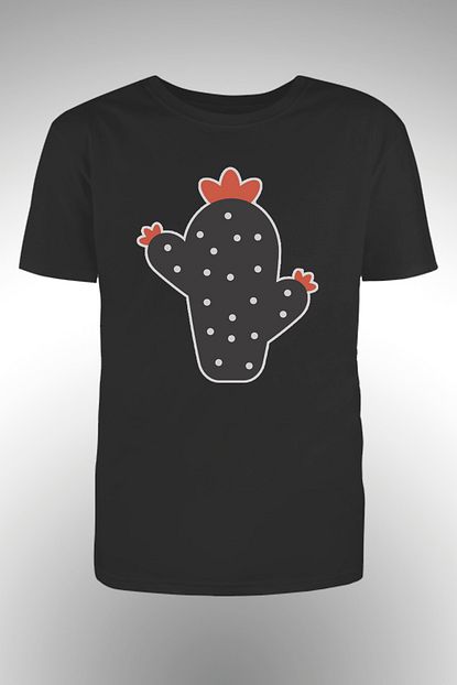 By Okat Erkek Siyah Benekli Kaktus Baskili T Shirt Trendyol