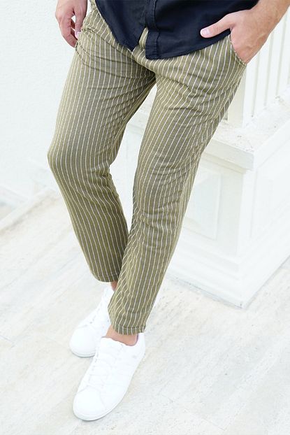 Eyg Collection Erkek Haki Cizgili Jogger Pantolon Trendyol