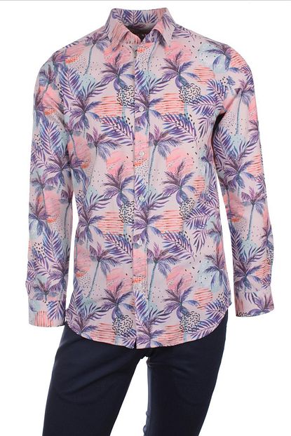 Gentilbay Hawaii Palmiye Orman Gezegen Doga Pembe Dpd144 Spor Erkek Gomlek Trendyol