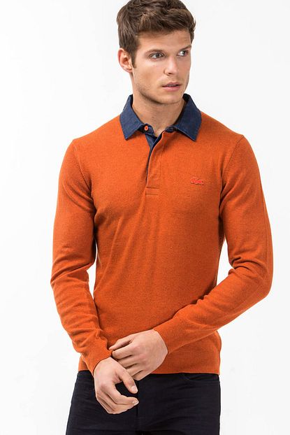 Lacoste Erkek Turuncu Polo Yaka Triko Kazak Trendyol