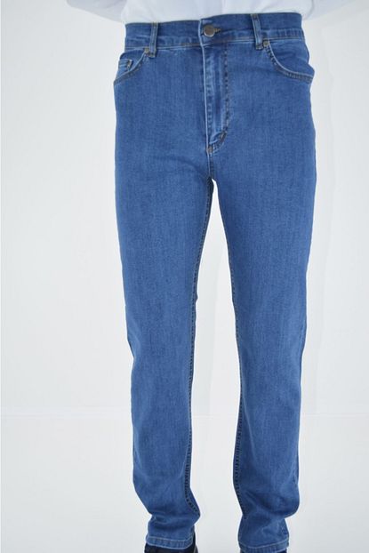 My Store Denim Erkek Mavi Klasik Yuksek Bel Kot Pantolon Trendyol
