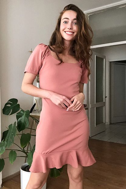 Trendyolmilla Gul Kurusu Kol Detayli Elbise Twoss20el0399 Trendyol