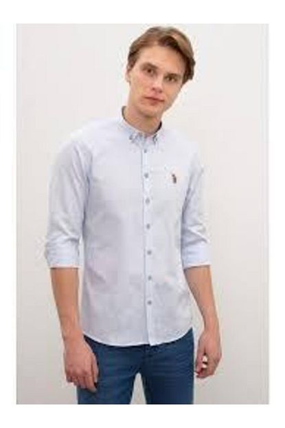 U S Polo Assn U S Polo Erkek Slim Fit Gomlek 755229 Cedcolor 003 Mavi Trendyol