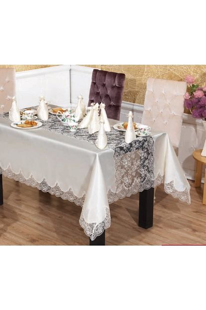 Finezza Polyester Ceyiz 8 Peceteli Rosalinda Krem Masa Ortusu Trendyol