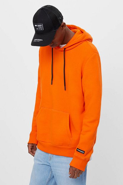 Bershka Erkek Turuncu Kapusonlu Sweatshirt Trendyol