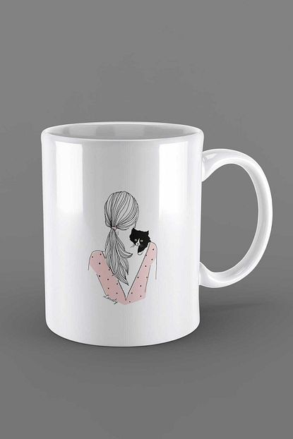 Giftstore Beyaz Kedili Kiz Baskili Kupa Bardak Modeli 700 Trendyol