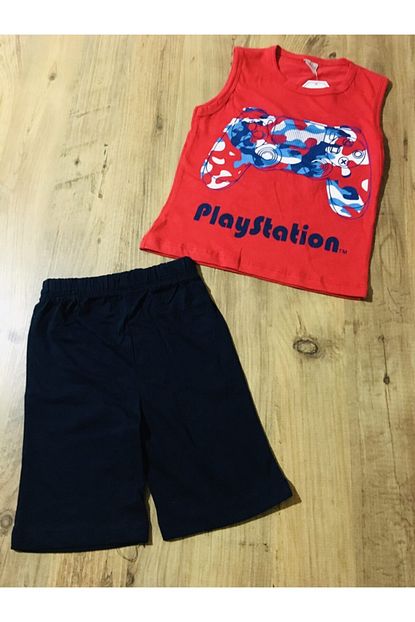 Kaganer Kids Erkek Cocuk Kirmizi Baskili Uzun Sort Takimi Trendyol