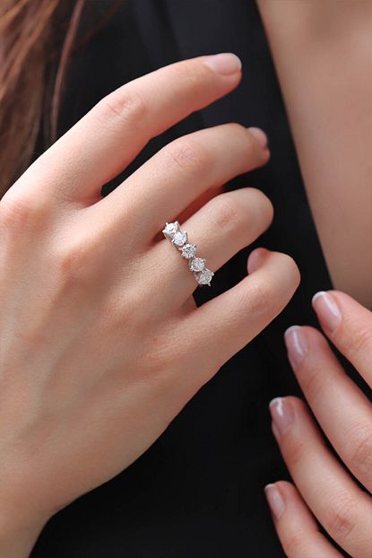 Necati Gun Starlight Diamond Yuksek Montur 5 Tas Gumus Yuzuk Trendyol
