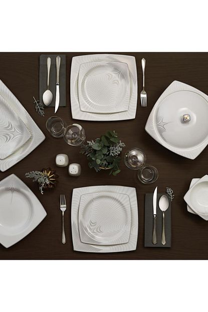karaca fine bone 60 parca farfalle platin yemek takimi