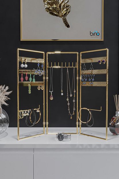Bino Gold Altin 3 Lu Taki Standi Takilik Kupelik Bileklik Kolye Seti Taki Dolabi Duzenleyici Trendyol
