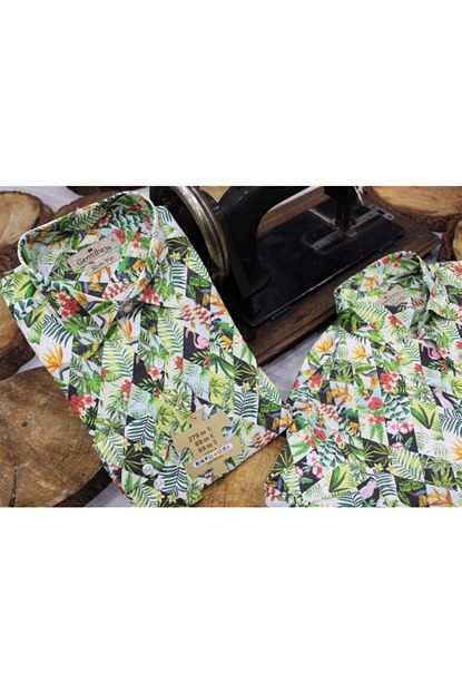Gentilbay Cicek Yesil Flamingo Yaprak Baklava Baskili Dpd023 Spor Erkek Gomlek Trendyol